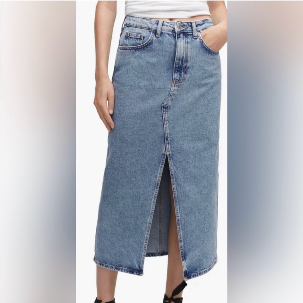 Blue Midi Denim Skirt